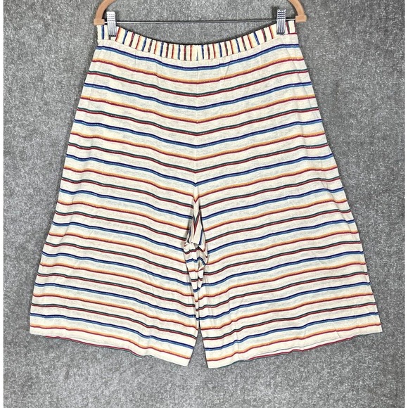 Its Pure Gould Rainbow Striped Wide Leg Pull On‎ Capri Pants Womens Sz Large USA - Picture 1 of 12